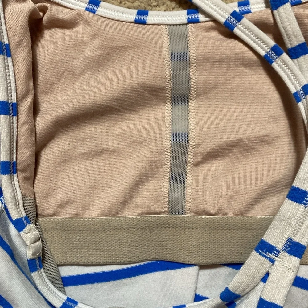 Lululemon White Blue Striped Yoga Athletic Tank Top 4 - Picture 10 of 13